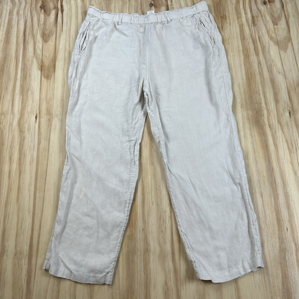 C&C California Womens XL Beige 100% Linen Relaxed Baggy Boho Resort Pants